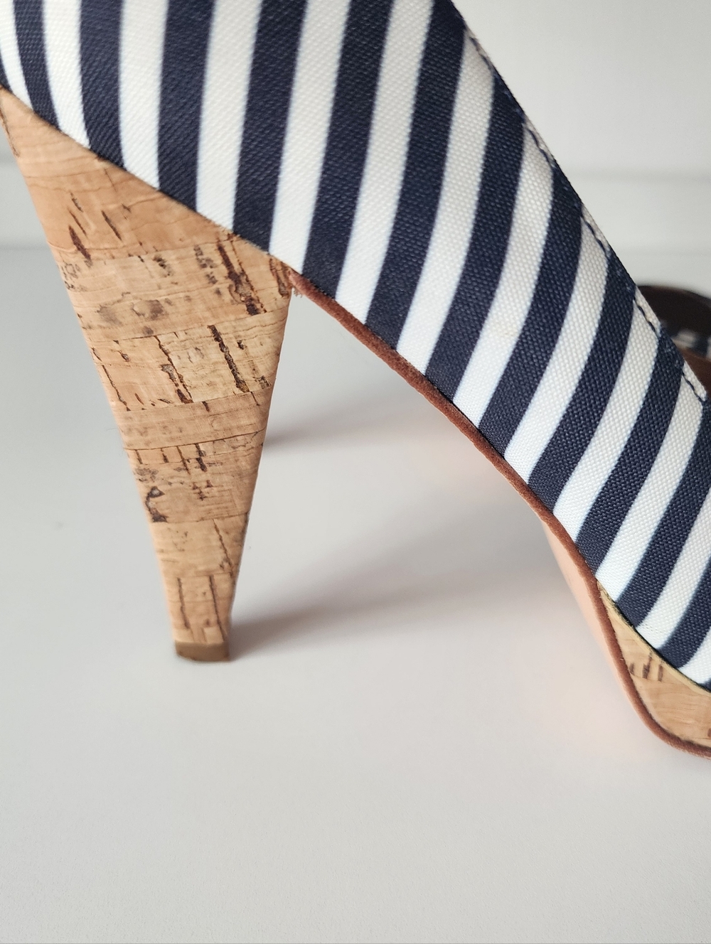 Kors Michael Kors Dubois Peep Toe Pump sz 7.5 Navy/White Cabana Stripe - Picture 6 of 13